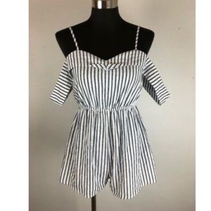 LF seek blue and white striped romper size M